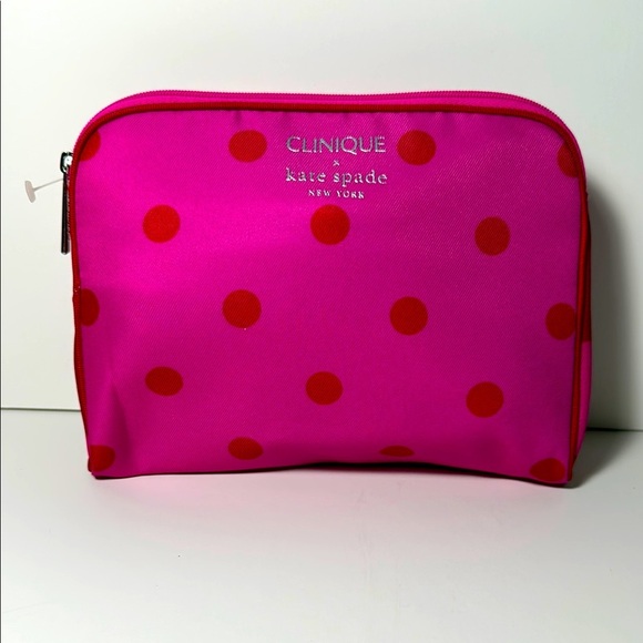 kate spade Handbags - Kate Spade Clinique Pink Polka Dot Cosmetic Bag NWOT